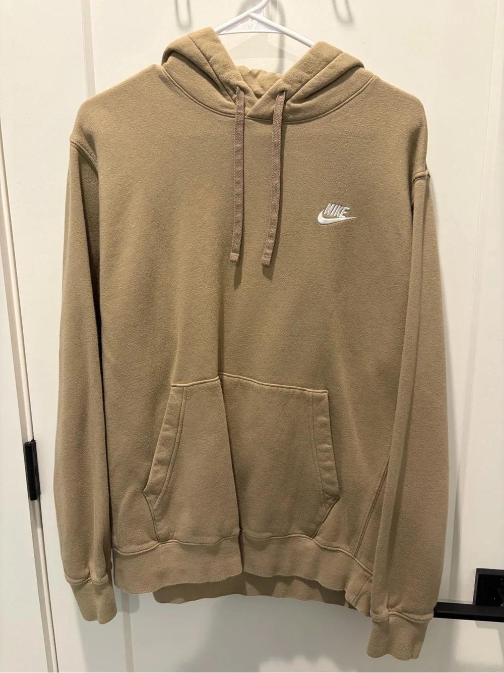 Nike Men's Tan Pullover Hoodie with White Logo